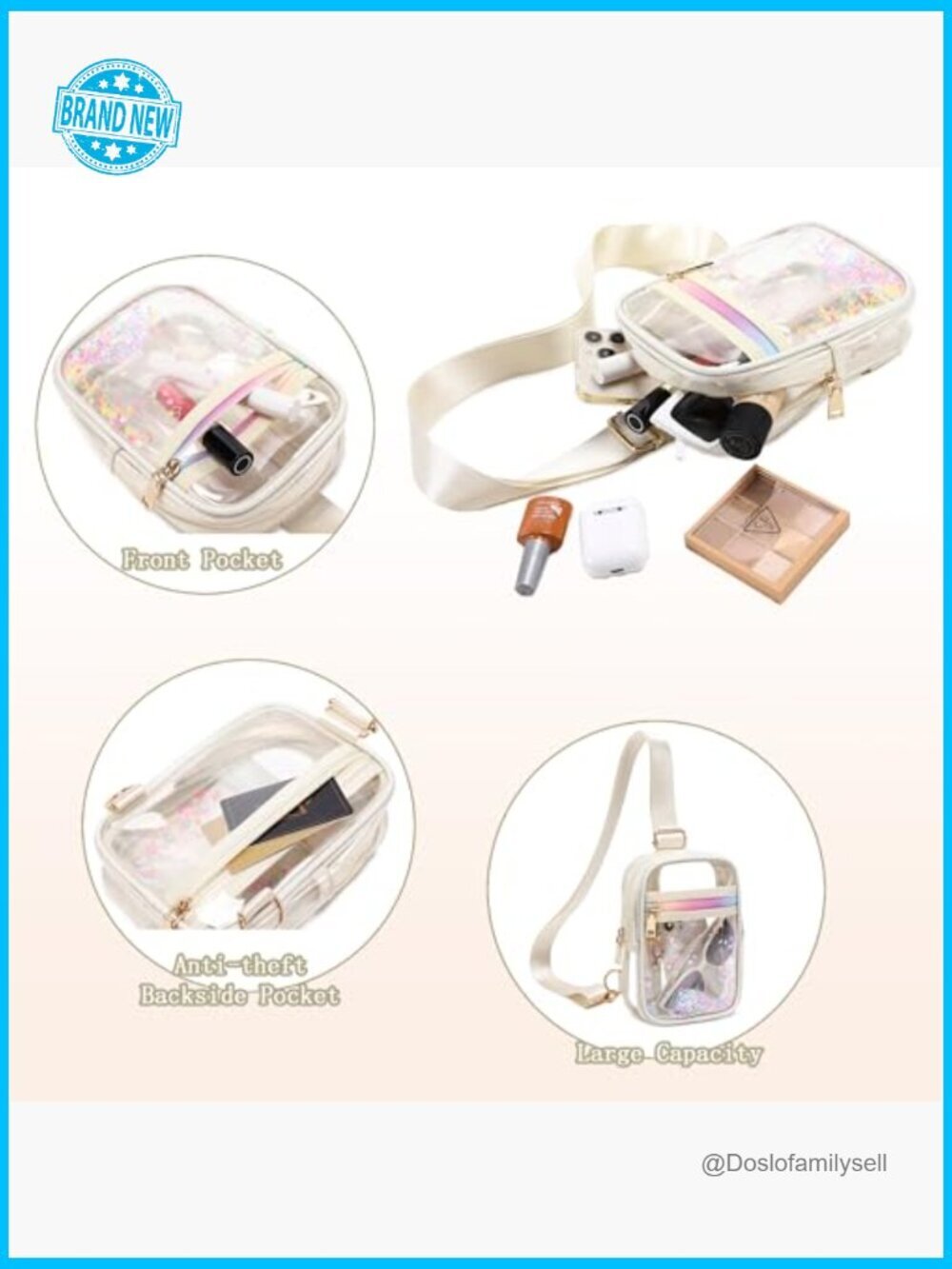 Clear Crossbody Sling Bag Stadium Approved TPU Shoulder Pack Festival Concerts - Picture 6 of 7